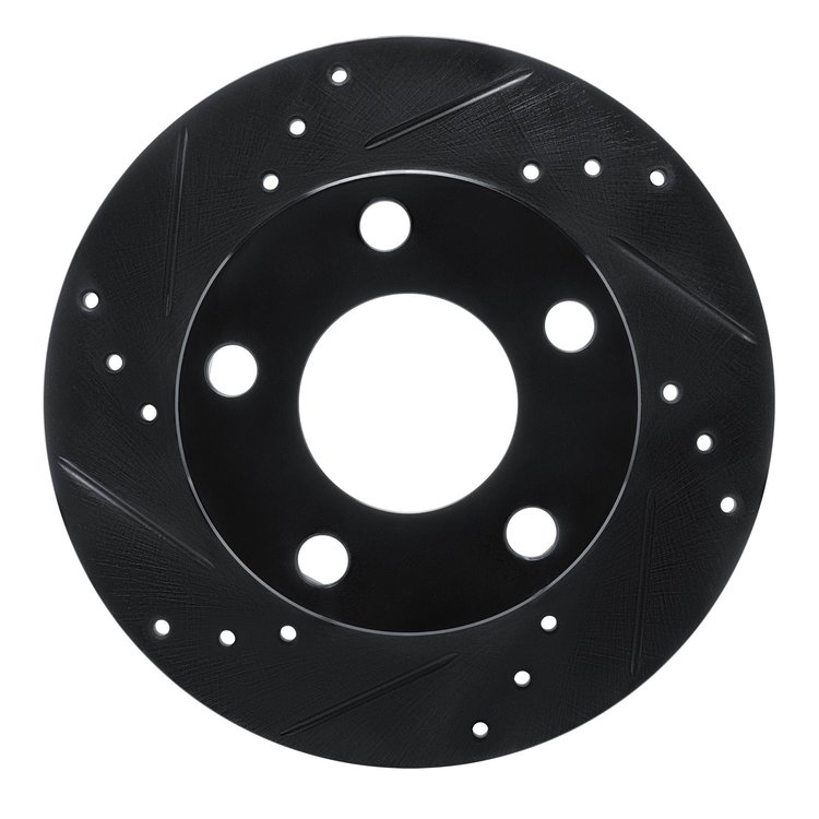 E-Line Drilled & Slotted Black Brake Rotor, 1980-1991 Audi/Porsche/Volkswagen, Position: Rear Left