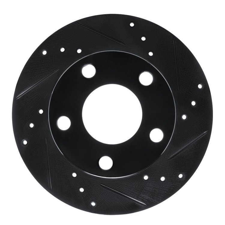 E-Line Drilled & Slotted Black Brake Rotor, 1980-1991 Audi/Porsche/Volkswagen, Position: Rear Right