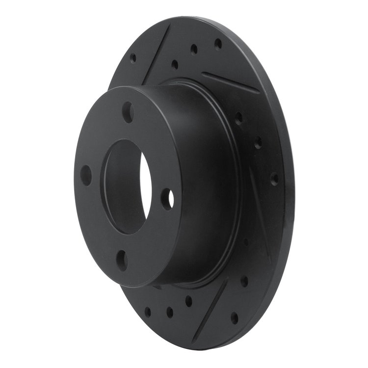 E-Line Drilled & Slotted Black Brake Rotor, 1982-1998 Audi/Porsche/Volkswagen, Position: Rear Left