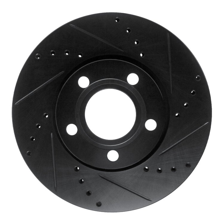 E-Line Drilled & Slotted Black Brake Rotor, 1985-1991 Audi/Porsche/Volkswagen, Position: Front Right