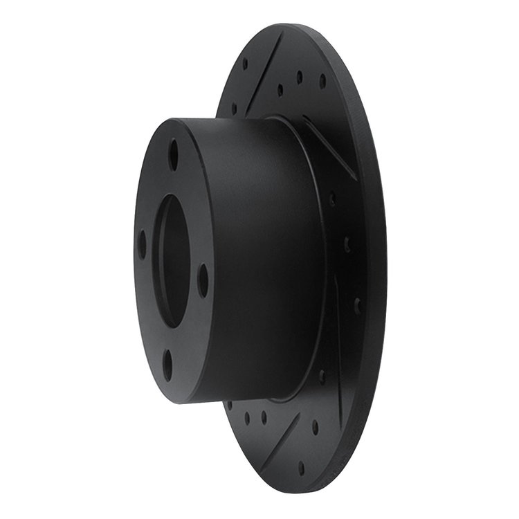 E-Line Drilled & Slotted Black Brake Rotor, 1989-1991 Audi/Porsche/Volkswagen, Position: Rear Left