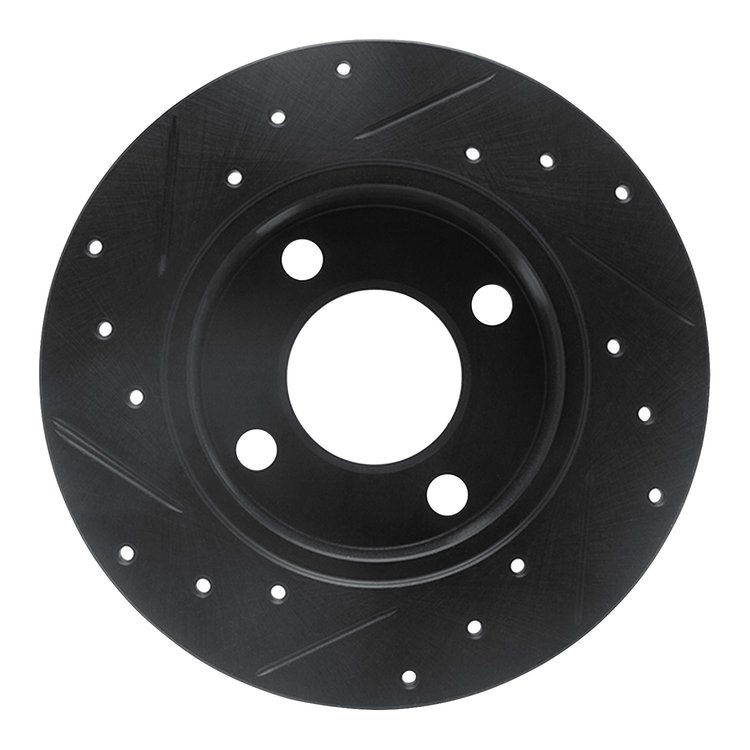 E-Line Drilled & Slotted Black Brake Rotor, 1989-1991 Audi/Porsche/Volkswagen, Position: Rear Right