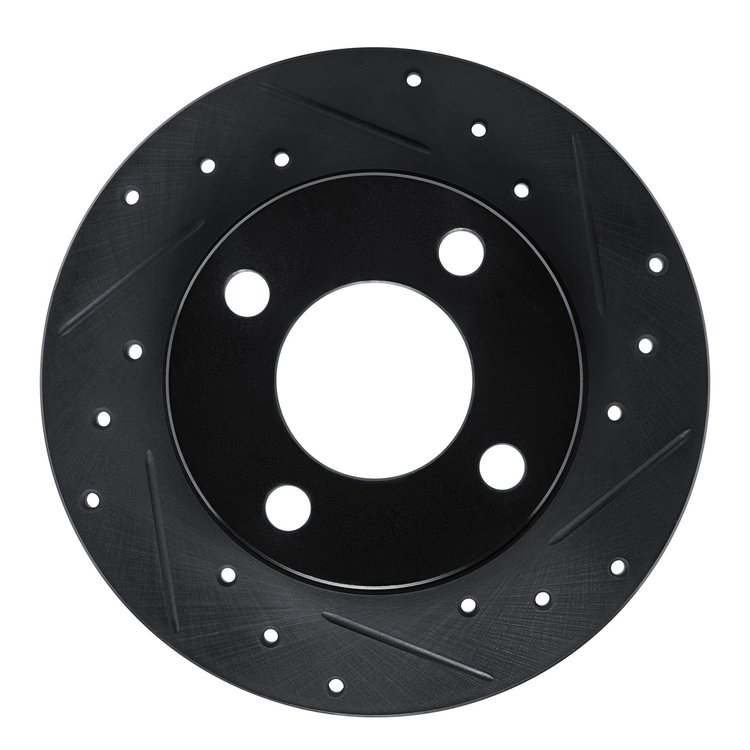E-Line Drilled & Slotted Black Brake Rotor, 1989-1991 Audi/Porsche/Volkswagen, Position: Rear Right