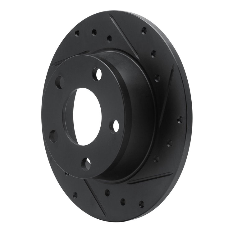 E-Line Drilled & Slotted Black Brake Rotor, 1999-2002 Audi/Porsche/Volkswagen, Position: Rear Right