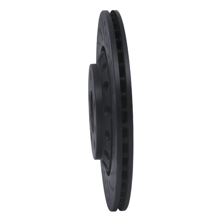 E-Line Drilled & Slotted Black Brake Rotor, 2004-2010 Audi/Porsche/Volkswagen, Position: Rear Right