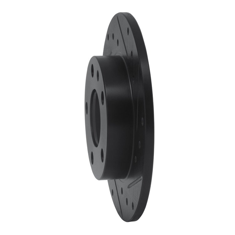 E-Line Drilled & Slotted Black Brake Rotor, 2002-2006 Audi/Porsche/Volkswagen, Position: Rear Right