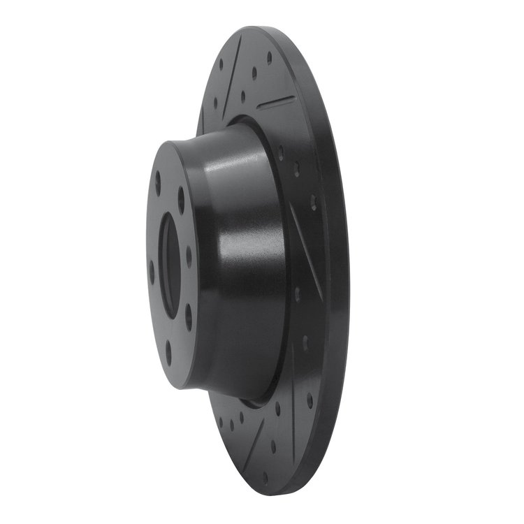 E-Line Drilled & Slotted Black Brake Rotor, 2008-2015 Audi/Porsche/Volkswagen, Position: Rear Left
