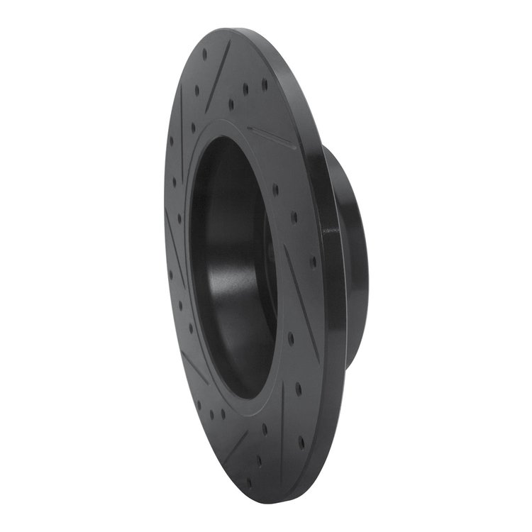 E-Line Drilled & Slotted Black Brake Rotor, 2008-2015 Audi/Porsche/Volkswagen, Position: Rear Right