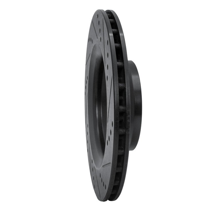 E-Line Drilled & Slotted Black Brake Rotor, 2008-2015 Audi/Porsche/Volkswagen, Position: Rear Left