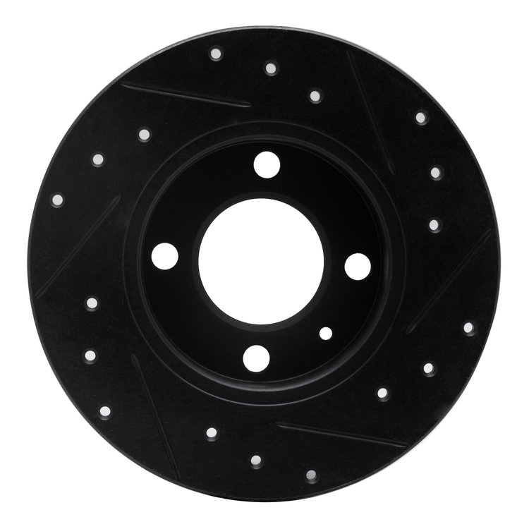 E-Line Drilled & Slotted Black Brake Rotor, 1986-1993 Audi/Porsche/Volkswagen, Position: Rear Left