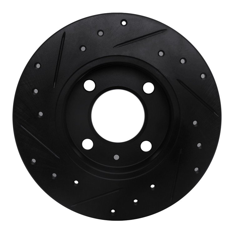 E-Line Drilled & Slotted Black Brake Rotor, 1986-1993 Audi/Porsche/Volkswagen, Position: Rear Right