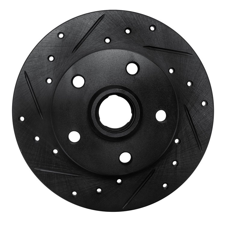 E-Line Drilled & Slotted Black Brake Rotor, 1992-1998 Audi/Porsche/Volkswagen, Position: Rear Left