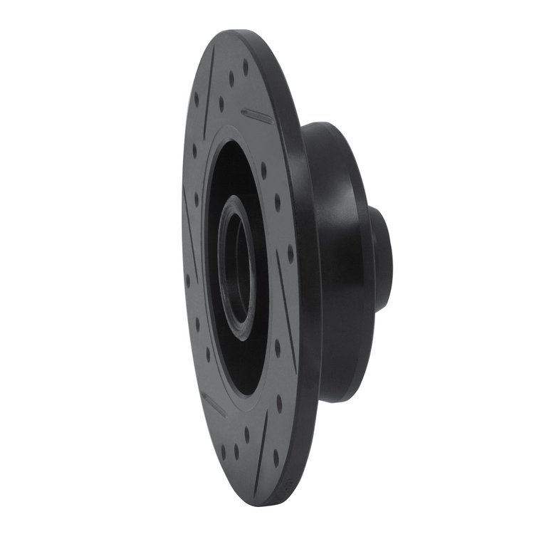 E-Line Drilled & Slotted Black Brake Rotor, 1992-1998 Audi/Porsche/Volkswagen, Position: Rear Right