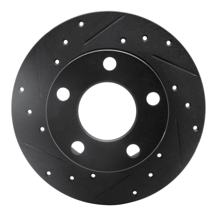 E-Line Drilled & Slotted Black Brake Rotor, 1992-2005 Audi/Porsche/Volkswagen, Position: Rear Left