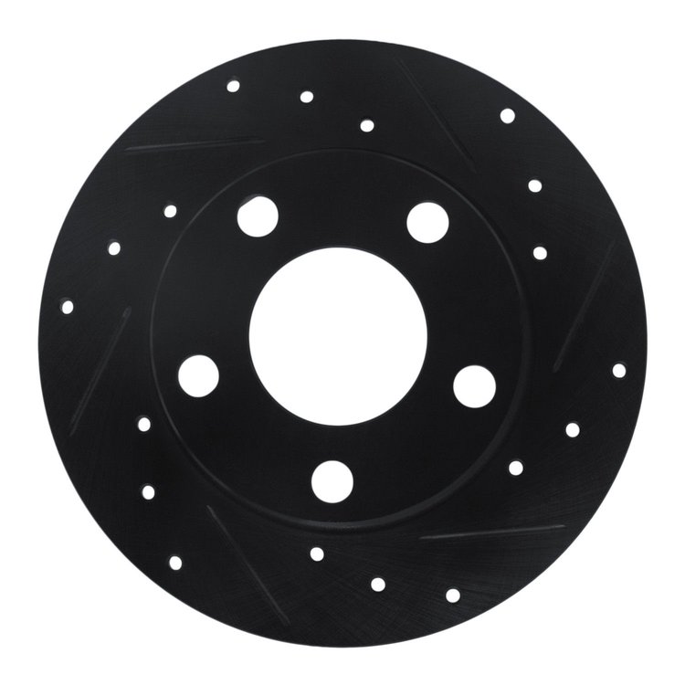 E-Line Drilled & Slotted Black Brake Rotor, 1996-2005 Audi/Porsche/Volkswagen, Position: Rear Right
