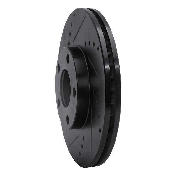 E-Line Drilled & Slotted Black Brake Rotor, 1998-1998 Audi/Porsche/Volkswagen, Position: Front Left
