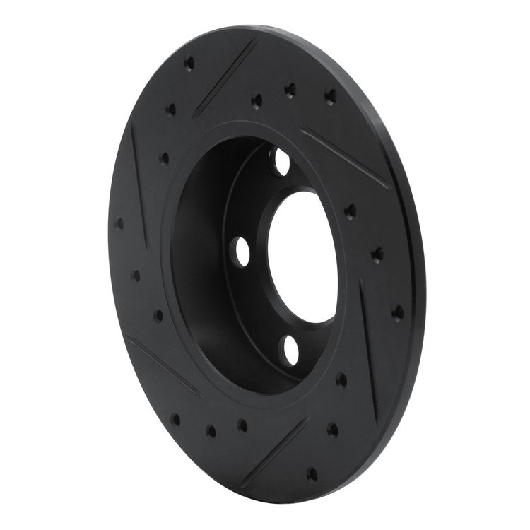 E-Line Drilled & Slotted Black Brake Rotor, 1998-2020 Audi/Porsche/Volkswagen, Position: Rear Right
