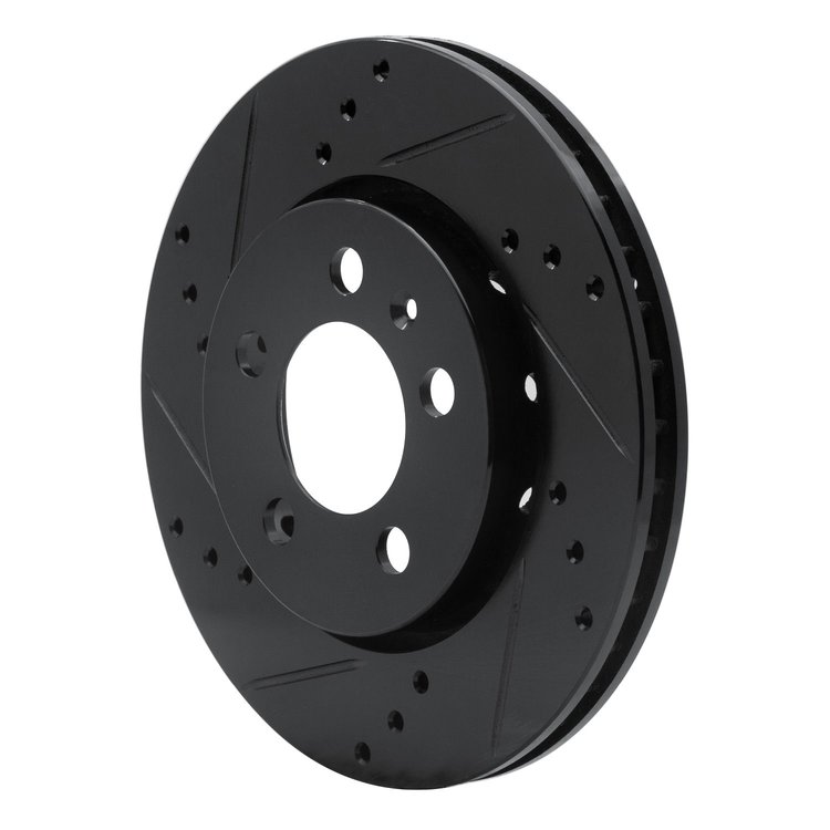 E-Line Drilled & Slotted Black Brake Rotor, 2000-2006 Audi/Porsche/Volkswagen, Position: Rear Left