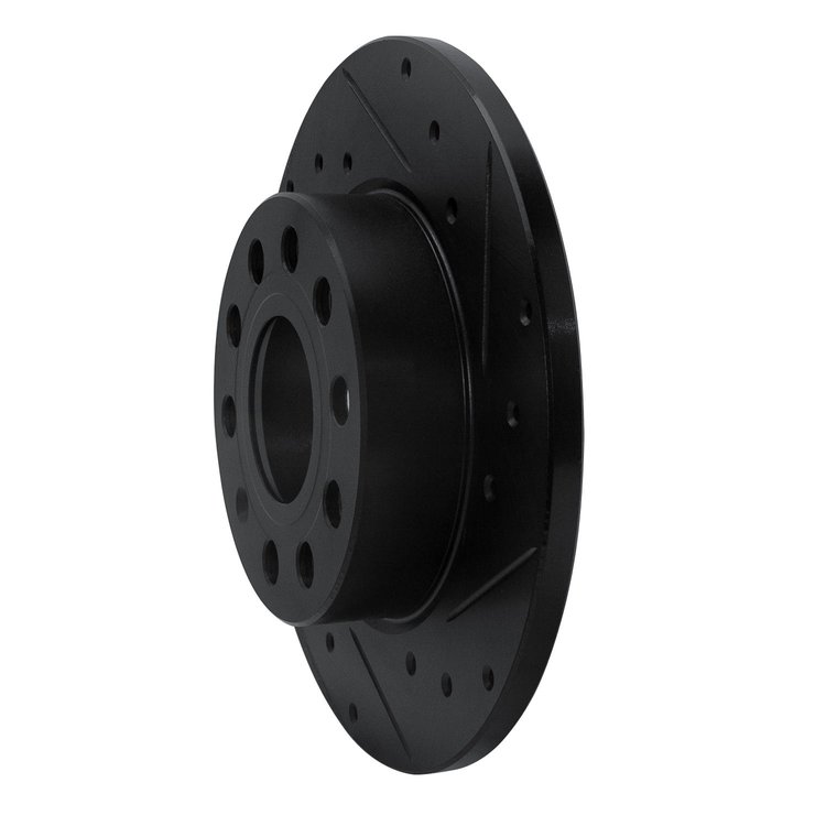 E-Line Drilled & Slotted Black Brake Rotor, 2005-2013 Audi/Porsche/Volkswagen, Position: Rear Right