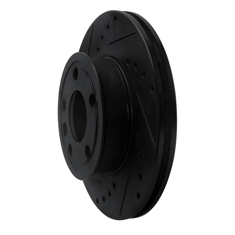 E-Line Drilled & Slotted Black Brake Rotor, 1992-1995 Audi/Porsche/Volkswagen, Position: Front Left