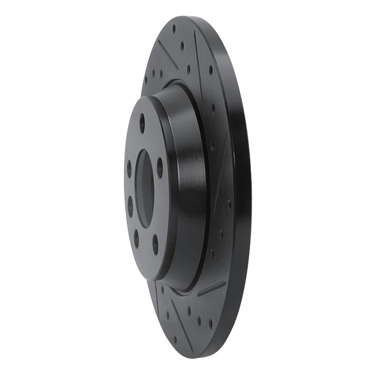 E-Line Drilled & Slotted Black Brake Rotor, 2001-2003 Audi/Porsche/Volkswagen, Position: Rear Right