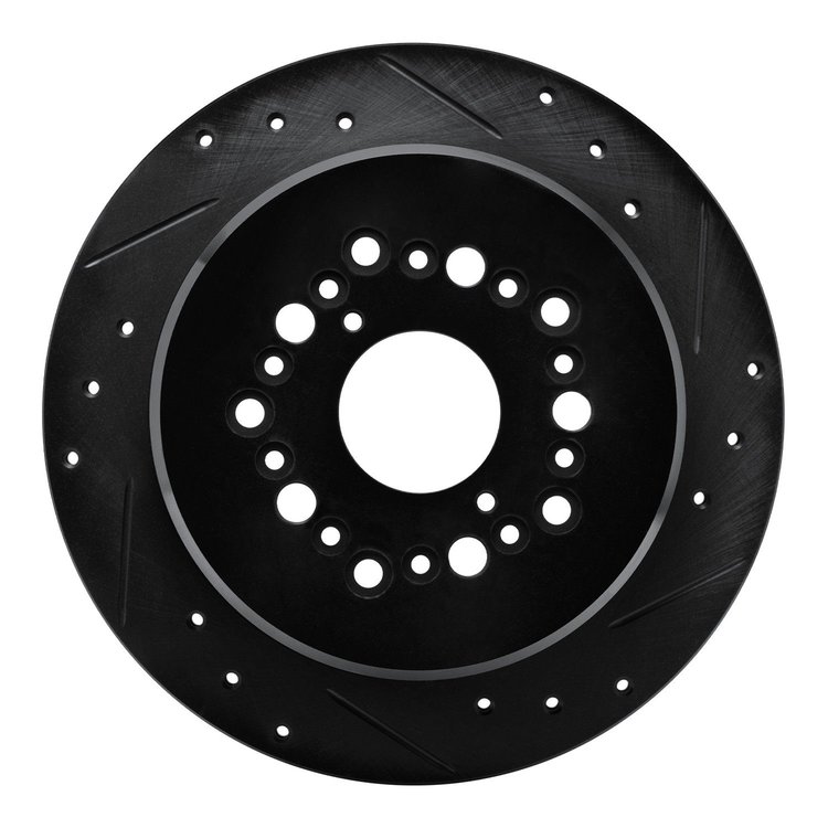 E-Line Drilled & Slotted Black Brake Rotor, 1990-1992 Lexus/Toyota/Scion, Position: Rear Right