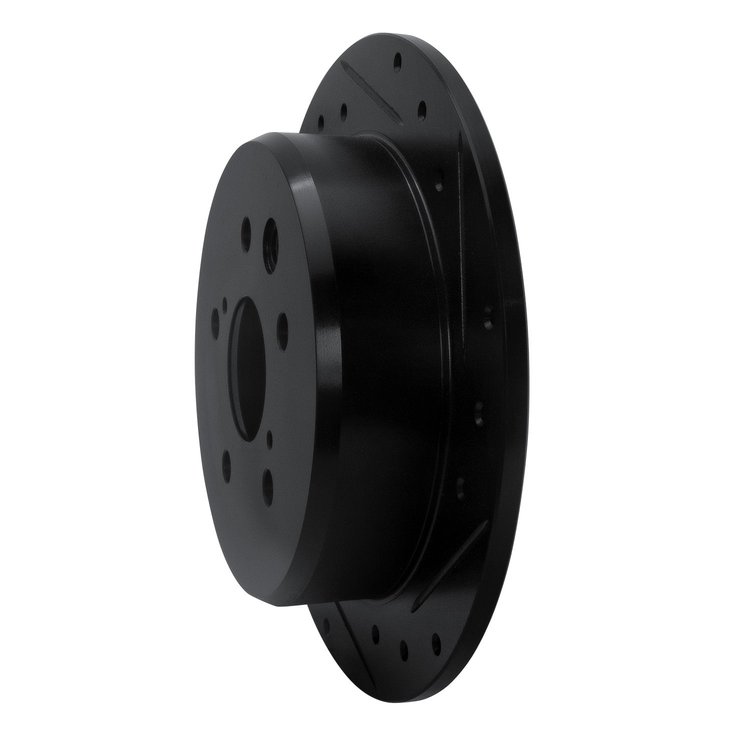 E-Line Drilled & Slotted Black Brake Rotor, 2006-2015 Lexus/Toyota/Scion, Position: Rear Right