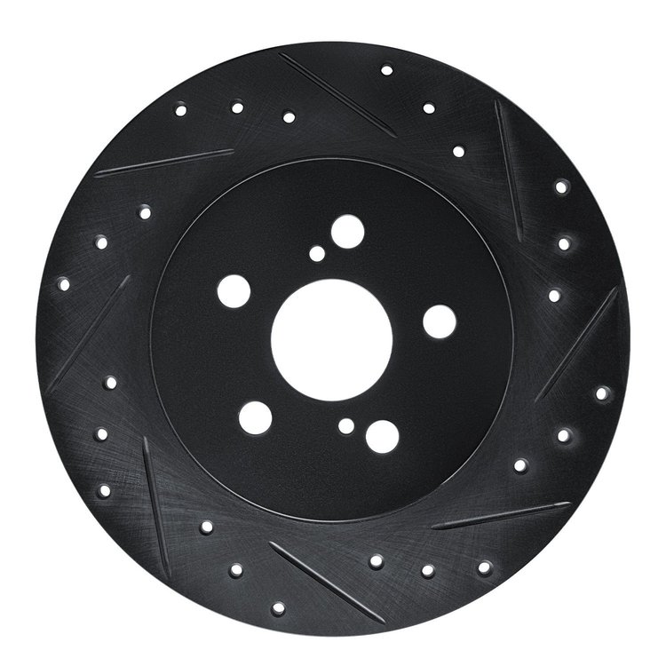 E-Line Drilled & Slotted Black Brake Rotor, 2011-2017 Lexus/Toyota/Scion, Position: Rear Right