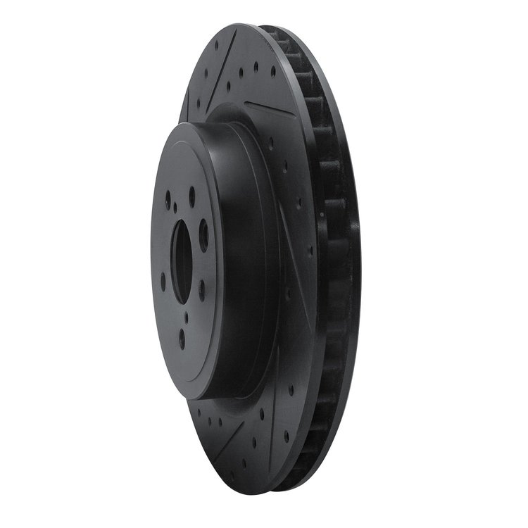 E-Line Drilled & Slotted Black Brake Rotor, Fits Select Lexus/Toyota/Scion, Position: Rear Left