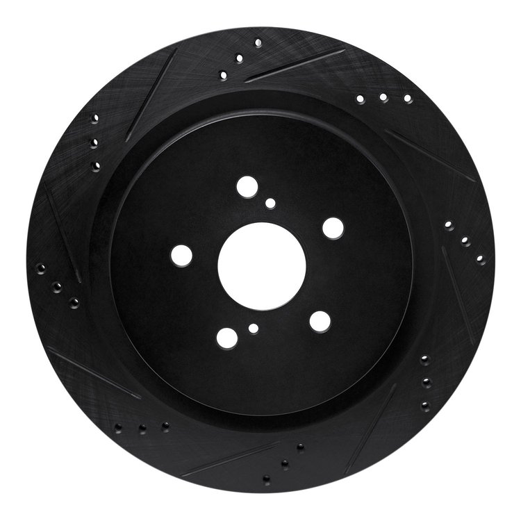 E-Line Drilled & Slotted Black Brake Rotor, Fits Select Lexus/Toyota/Scion, Position: Rear Left