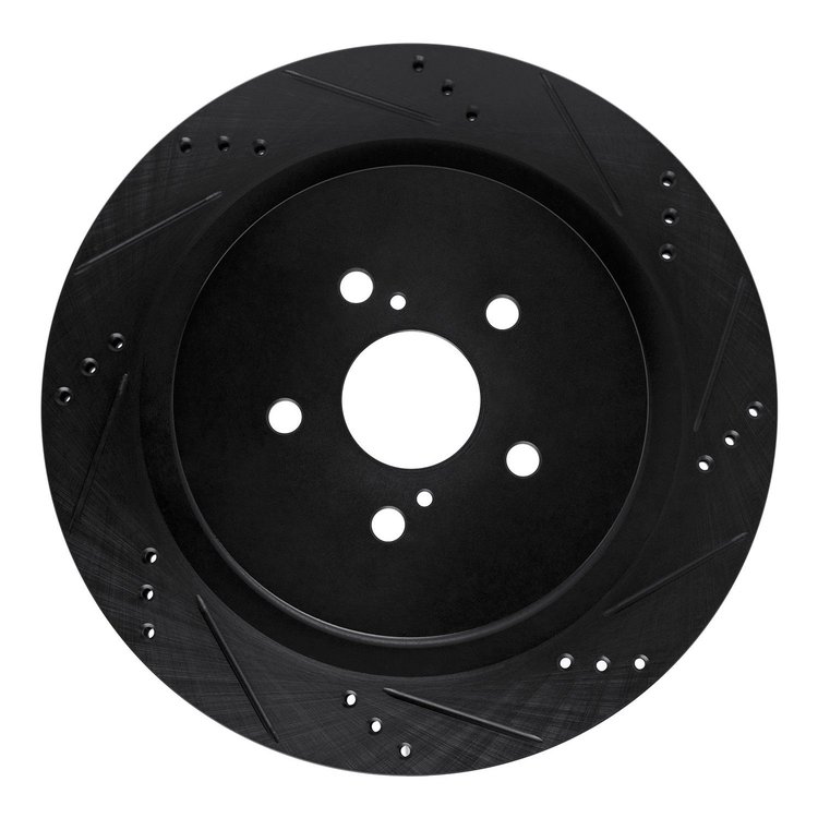 E-Line Drilled & Slotted Black Brake Rotor, Fits Select Lexus/Toyota/Scion, Position: Rear Right