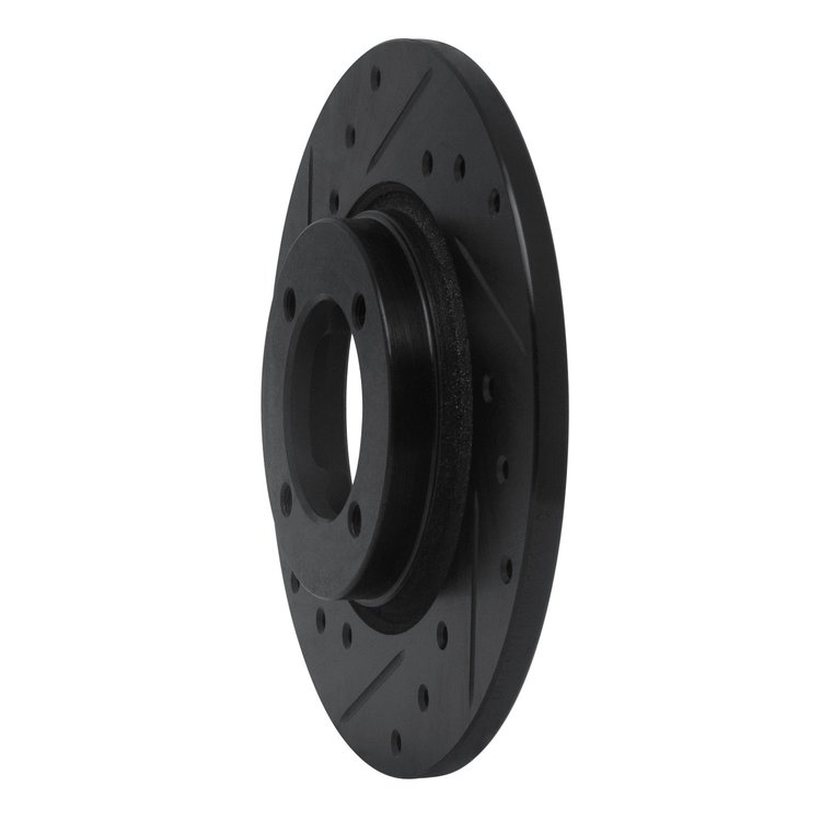 E-Line Drilled & Slotted Black Brake Rotor, 1975-1979 Lexus/Toyota/Scion, Position: Front Left