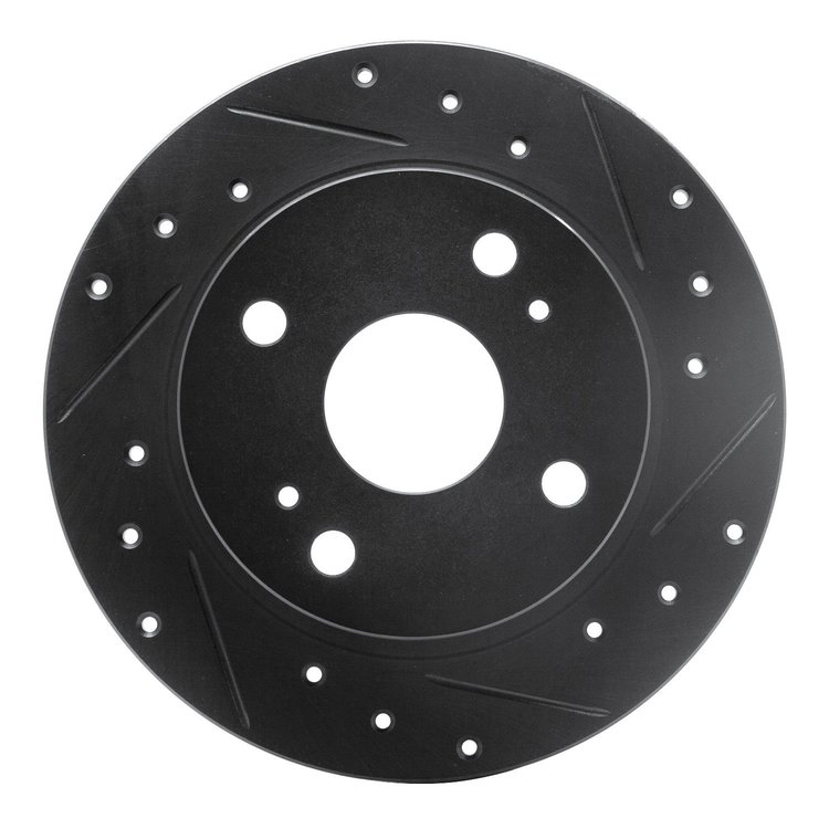 E-Line Drilled & Slotted Black Brake Rotor, 1979-1981 Lexus/Toyota/Scion, Position: Rear Right