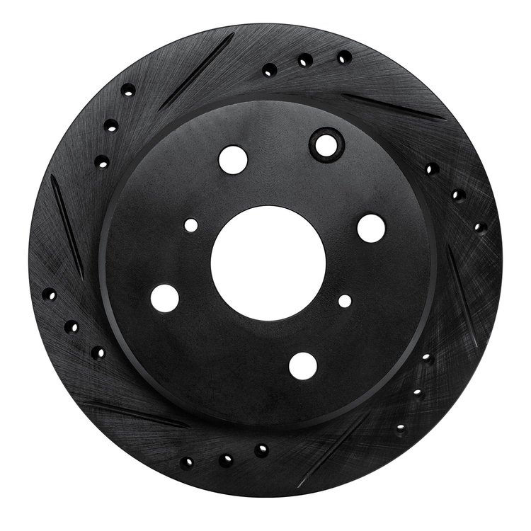 E-Line Drilled & Slotted Black Brake Rotor, 1982-1985 Lexus/Toyota/Scion, Position: Rear Right