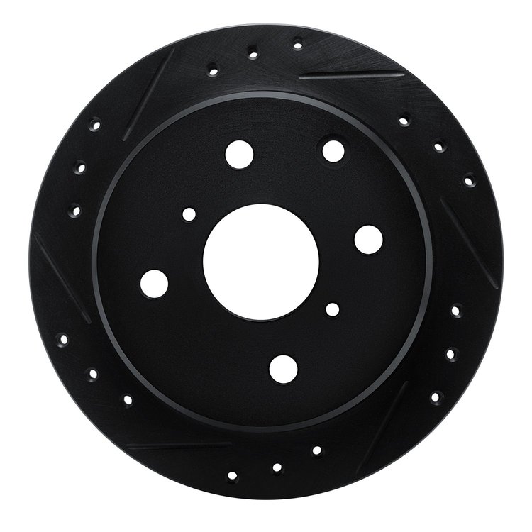 E-Line Drilled & Slotted Black Brake Rotor, 1983-1984 Lexus/Toyota/Scion, Position: Rear Left