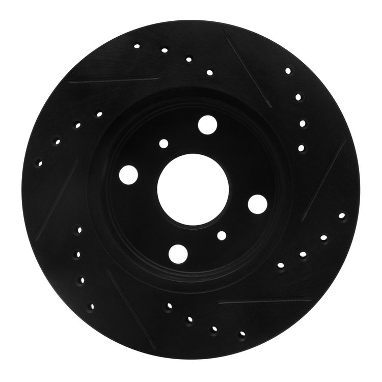 E-Line Drilled & Slotted Black Brake Rotor, 1985-1988 Fits Multiple Makes/Models, Position: Front Left