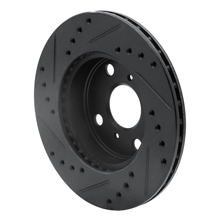 E-Line Drilled & Slotted Black Brake Rotor, 1985-1988 Fits Multiple Makes/Models, Position: Front Right