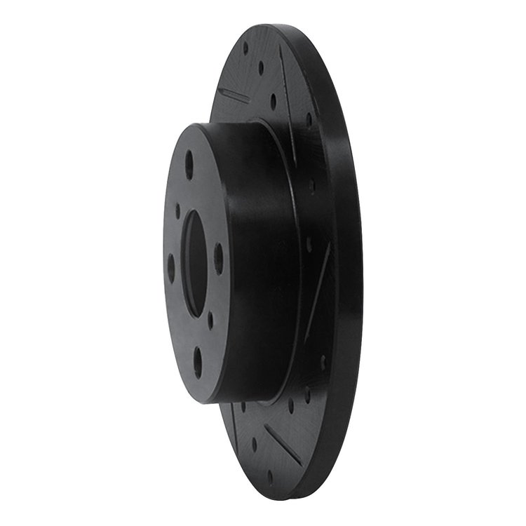 E-Line Drilled & Slotted Black Brake Rotor, 1984-1988 Fits Multiple Makes/Models, Position: Front Right