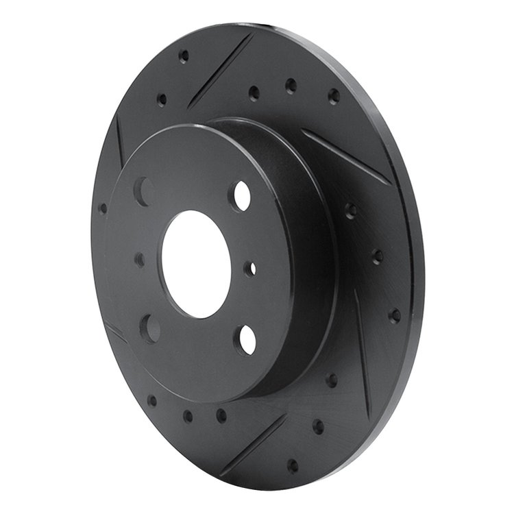 E-Line Drilled & Slotted Black Brake Rotor, 1985-1986 Lexus/Toyota/Scion, Position: Rear Left