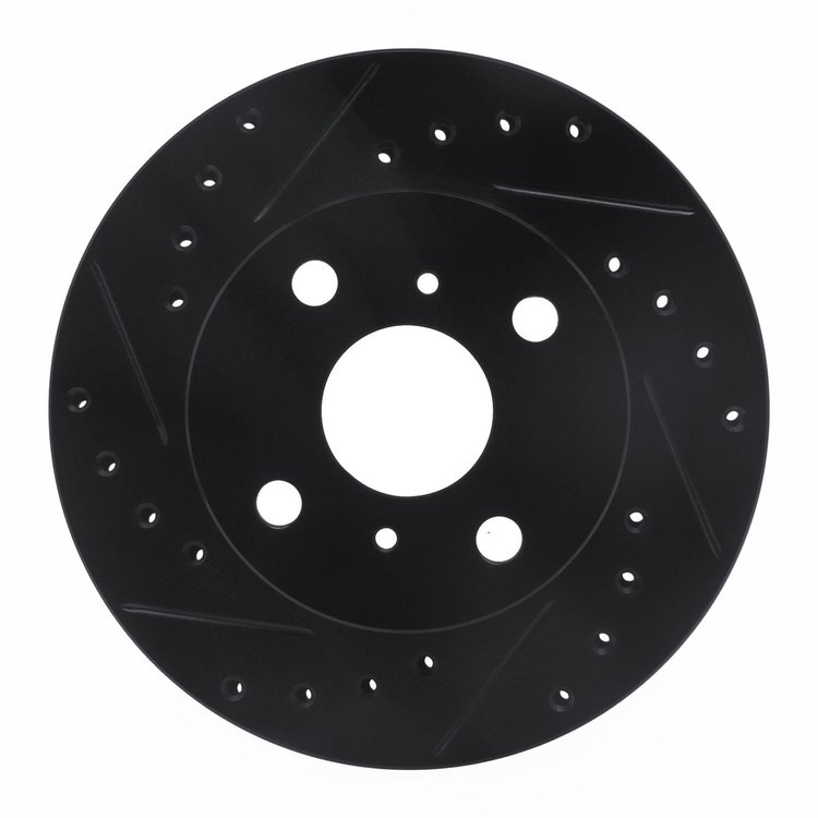 E-Line Drilled & Slotted Black Brake Rotor, 1988-1992 Fits Multiple Makes/Models, Position: Front Left