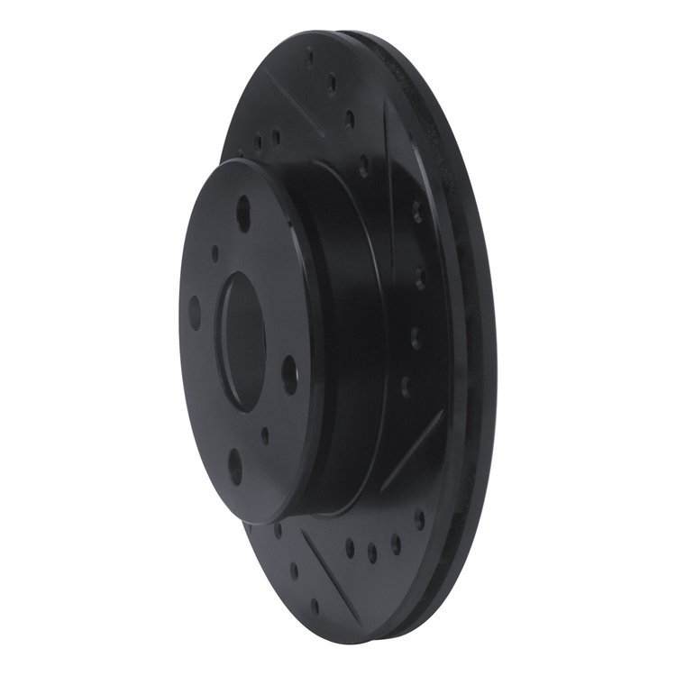 E-Line Drilled & Slotted Black Brake Rotor, 1988-1992 Fits Multiple Makes/Models, Position: Front Right