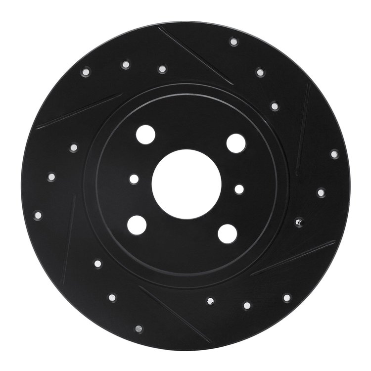 E-Line Drilled & Slotted Black Brake Rotor, 1987-1989 Lexus/Toyota/Scion, Position: Rear Right