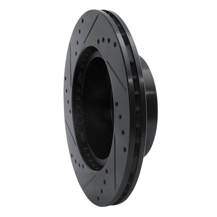 E-Line Drilled & Slotted Black Brake Rotor, 1989-1992 Lexus/Toyota/Scion, Position: Front Right