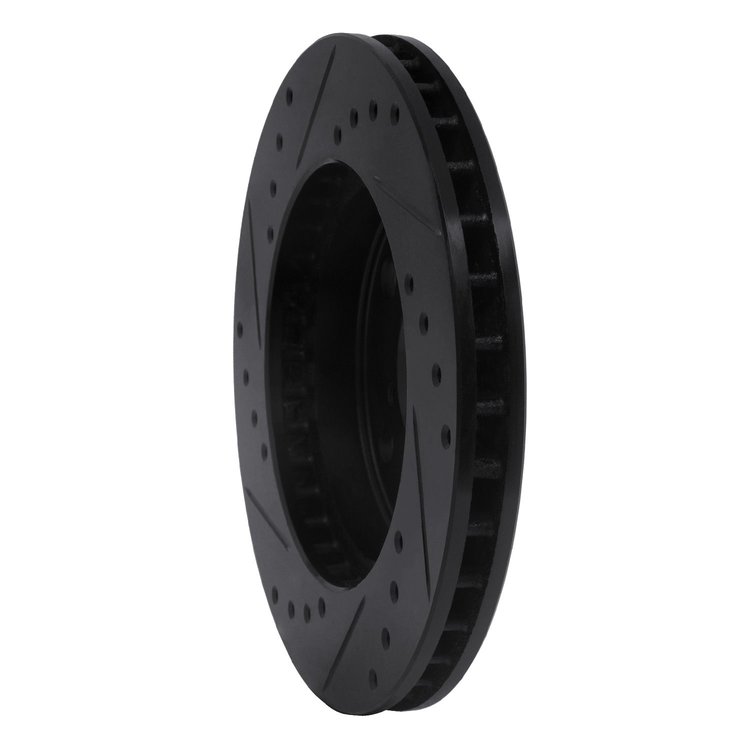 E-Line Drilled & Slotted Black Brake Rotor, 1991-1995 Lexus/Toyota/Scion, Position: Front Right