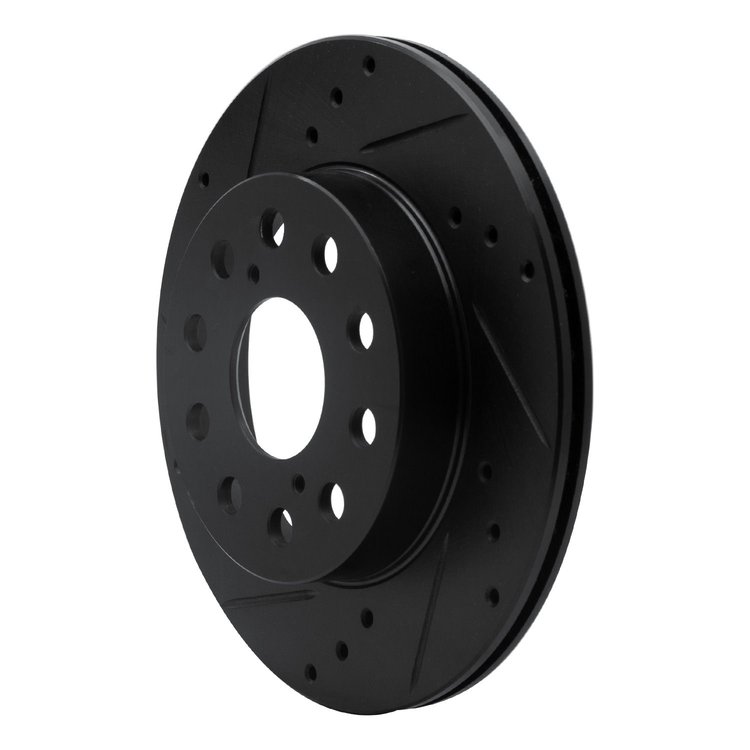 E-Line Drilled & Slotted Black Brake Rotor, 1991-1995 Lexus/Toyota/Scion, Position: Rear Left