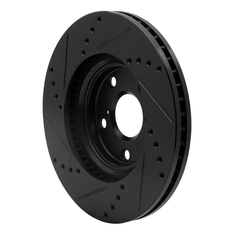 E-Line Drilled & Slotted Black Brake Rotor, 1999-2007 Lexus/Toyota/Scion, Position: Front Right