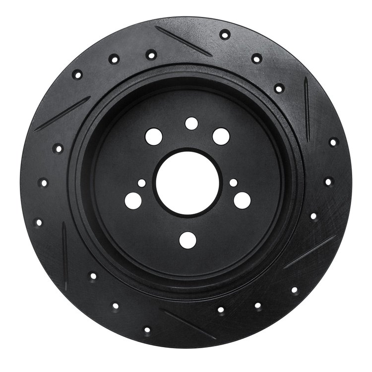 E-Line Drilled & Slotted Black Brake Rotor, 1994-1995 Lexus/Toyota/Scion, Position: Rear Left
