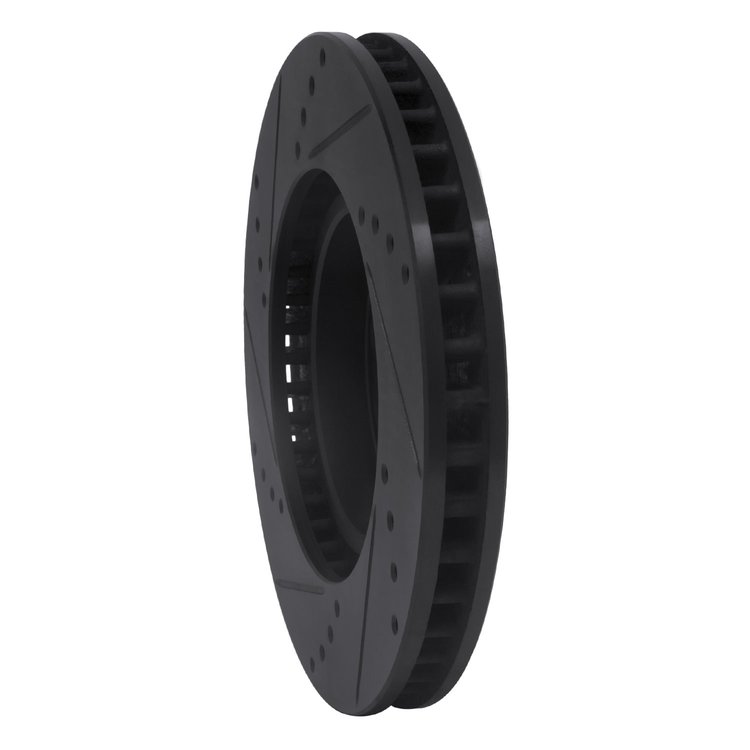 E-Line Drilled & Slotted Black Brake Rotor, 1993-1998 Lexus/Toyota/Scion, Position: Front Right