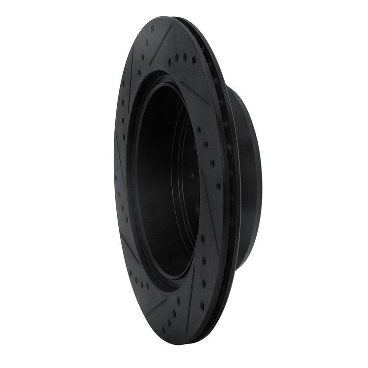 E-Line Drilled & Slotted Black Brake Rotor, 1993-1998 Lexus/Toyota/Scion, Position: Rear Right