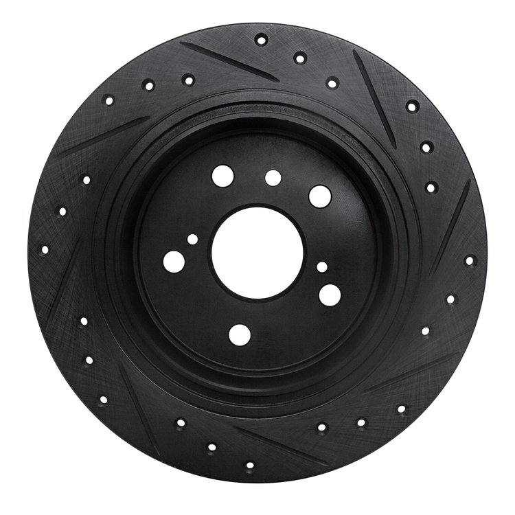 E-Line Drilled & Slotted Black Brake Rotor, 1995-1999 Lexus/Toyota/Scion, Position: Rear Left